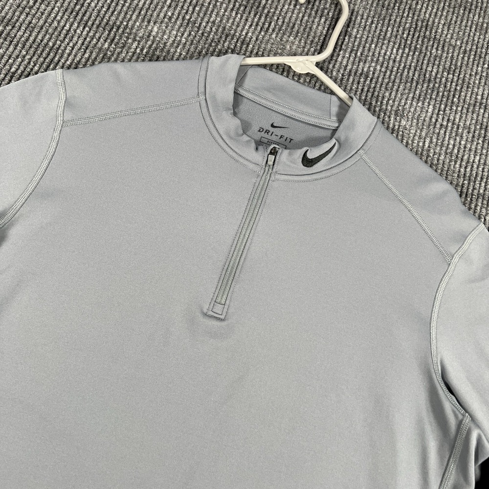 Nike Dri Fit Sweatshirt Pullover Mens XL Extra Large Gray Fitted Long Sleeve 1/4